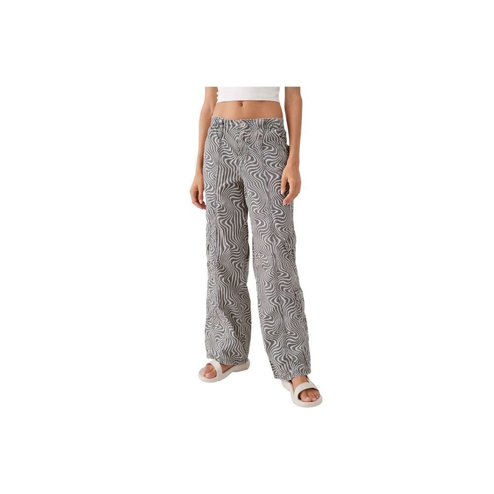 Urban Outfitters UO Y2K Printed Cargo Pant Black and Grey Swirls Size Medium